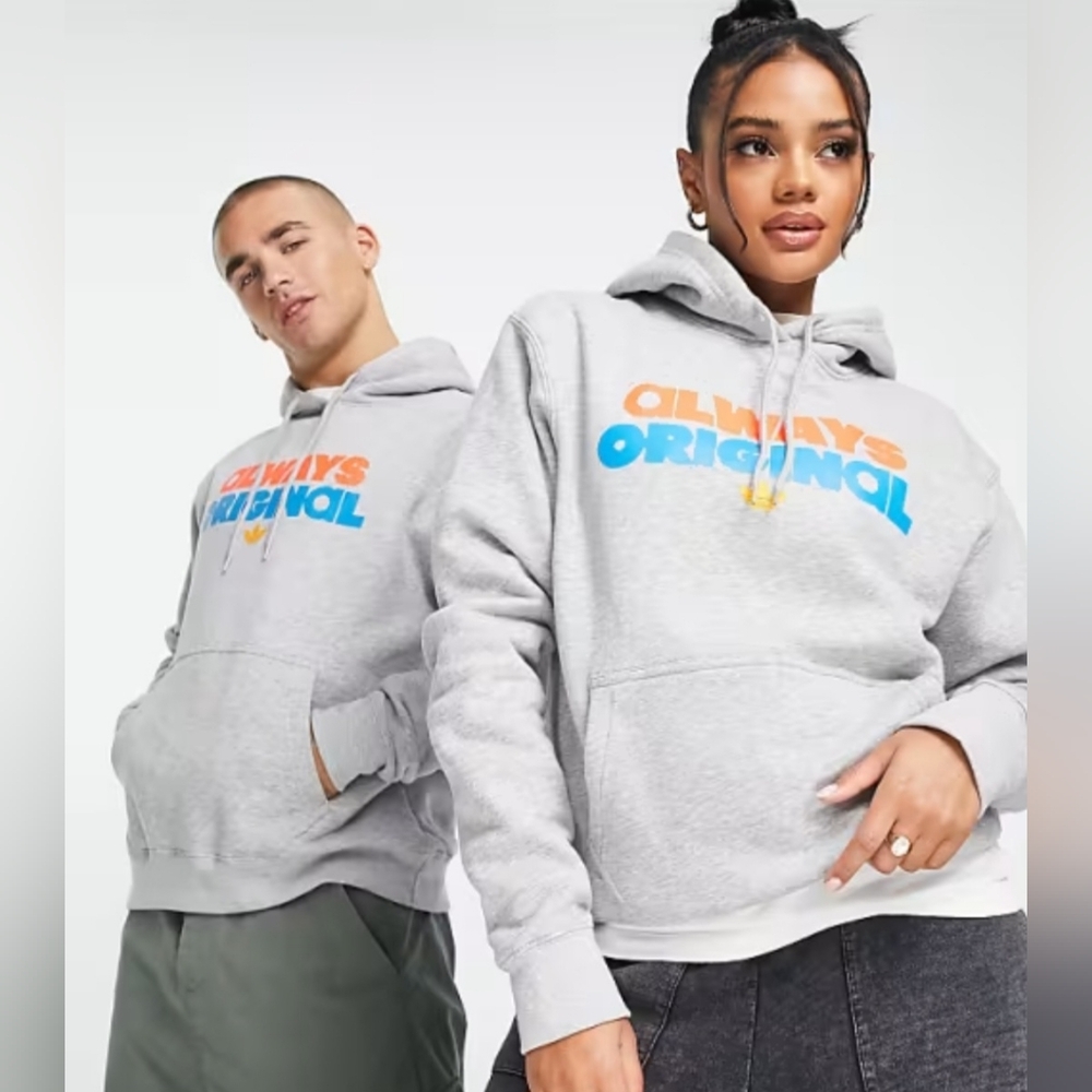 adidas Grey Hoodie with Black Trefoil Logo